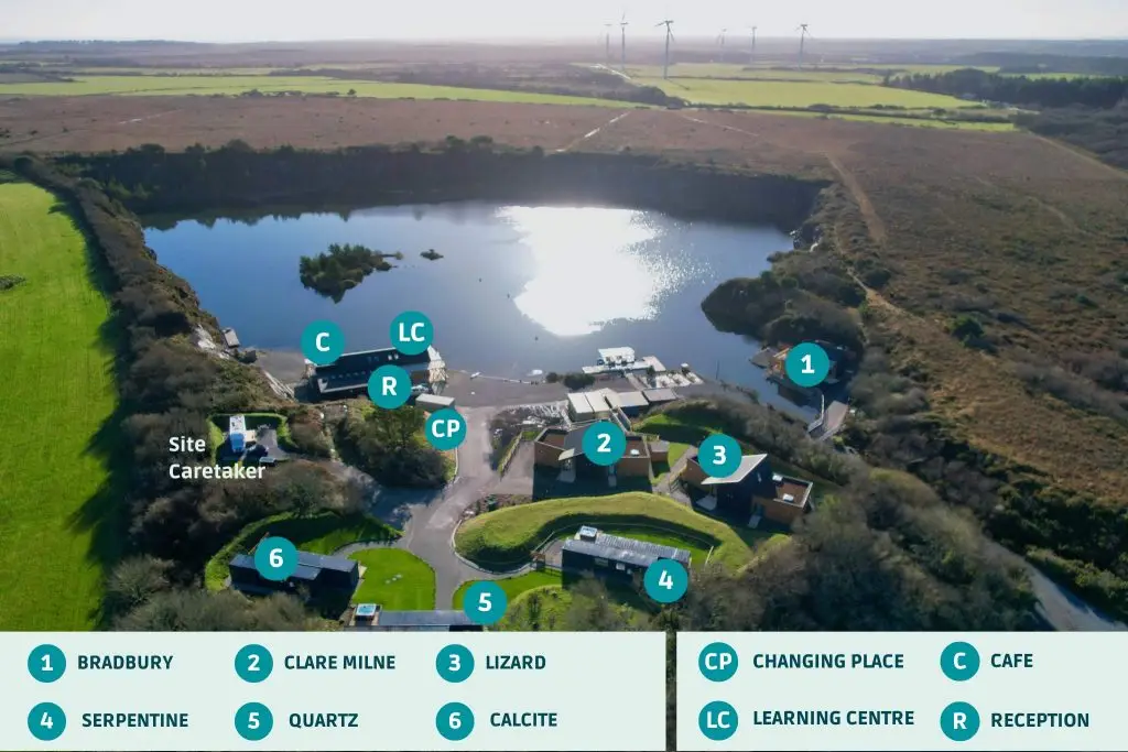 A map showing the layout of the Trevassack Lake site with a key identifying buildings