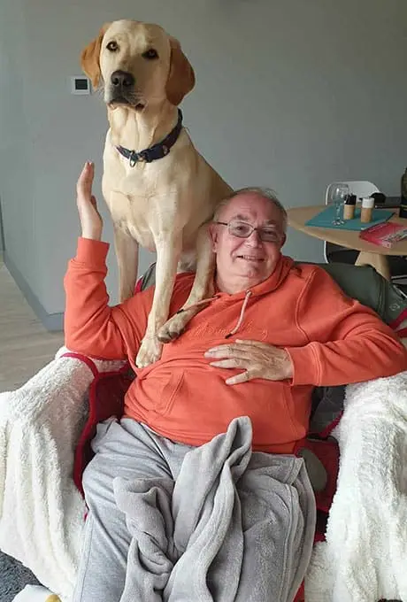 Happy David with Toby staying at Trevassack Holidays